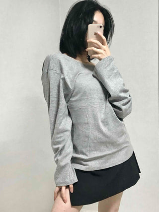 Casual Two-Way Neckline Sweatshirt Long Sleeve T-shirt