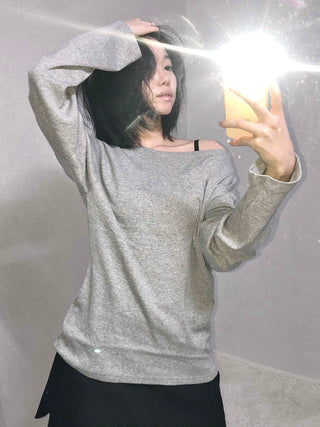 Casual Two-Way Neckline Sweatshirt Long Sleeve T-shirt