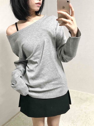 Casual Two-Way Neckline Sweatshirt Long Sleeve T-shirt