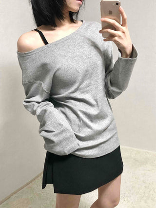 Casual Two-Way Neckline Sweatshirt Long Sleeve T-shirt