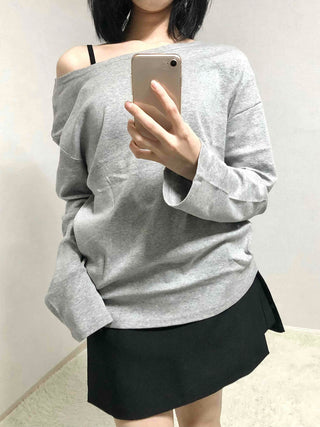 Casual Two-Way Neckline Sweatshirt Long Sleeve T-shirt