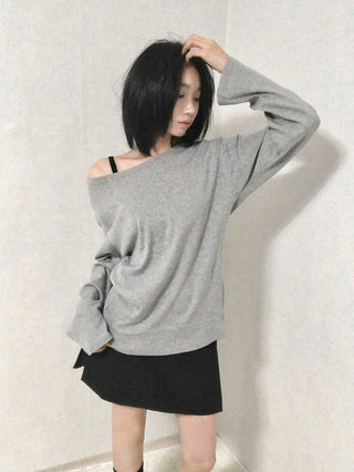 Casual Two-Way Neckline Sweatshirt Long Sleeve T-shirt