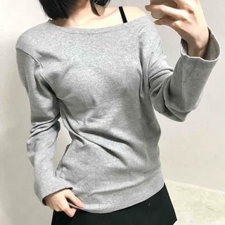 Casual Two-Way Neckline Sweatshirt Long Sleeve T-shirt