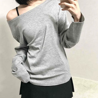 Casual Two-Way Neckline Sweatshirt Long Sleeve T-shirt