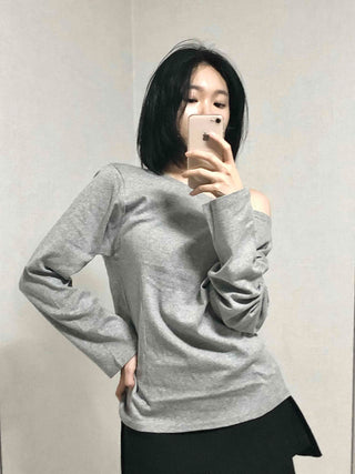 Casual Two-Way Neckline Sweatshirt Long Sleeve T-shirt