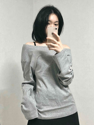 Casual Two-Way Neckline Sweatshirt Long Sleeve T-shirt