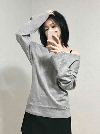 Casual Two-Way Neckline Sweatshirt Long Sleeve T-shirt