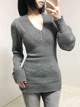 Heathered Wide Rib Slim Fit Long Knit