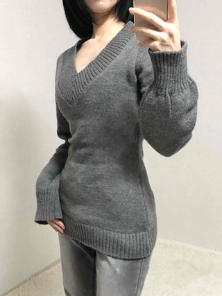 Heathered Wide Rib Slim Fit Long Knit