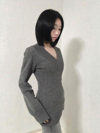 Heathered Wide Rib Slim Fit Long Knit