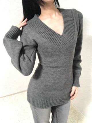 Heathered Wide Rib Slim Fit Long Knit