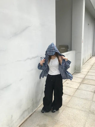 Rubo Summer Cap Hoodie Check Shirt