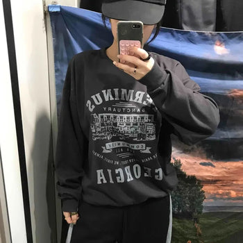 Street Cover Print Loose Fit Sweatshirt