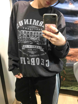 Street Cover Print Loose Fit Sweatshirt