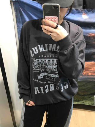 Street Cover Print Loose Fit Sweatshirt