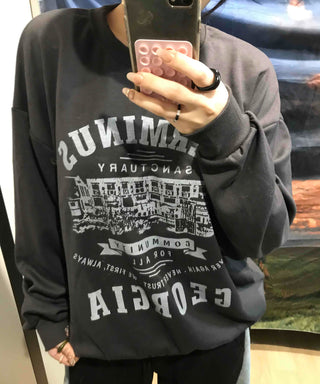 Street Cover Print Loose Fit Sweatshirt