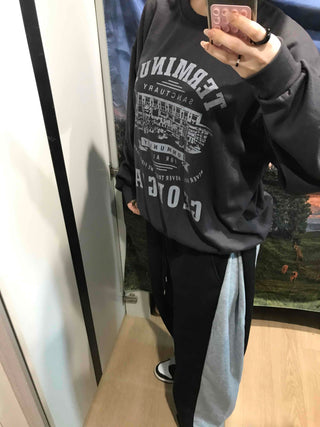 Street Cover Print Loose Fit Sweatshirt