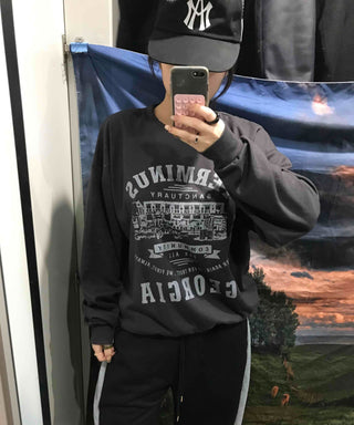 Street Cover Print Loose Fit Sweatshirt