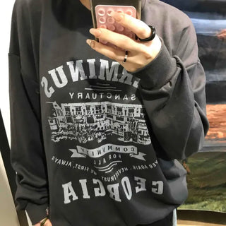 Street Cover Print Loose Fit Sweatshirt