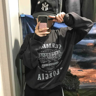 Street Cover Print Loose Fit Sweatshirt