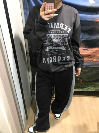 Street Cover Print Loose Fit Sweatshirt