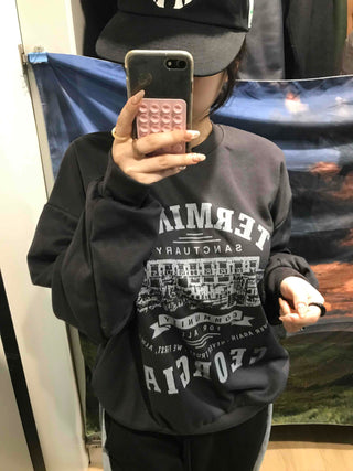 Street Cover Print Loose Fit Sweatshirt