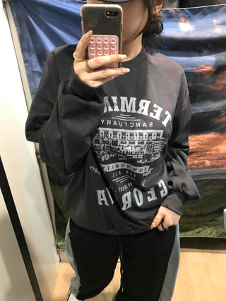 Street Cover Print Loose Fit Sweatshirt