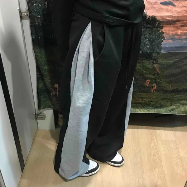Brushed Side Contrast Wide Training Pants