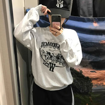 Waist Print Oversized Sweatshirt