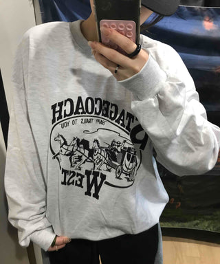 Waist Print Oversized Sweatshirt