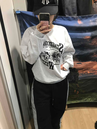 Waist Print Oversized Sweatshirt
