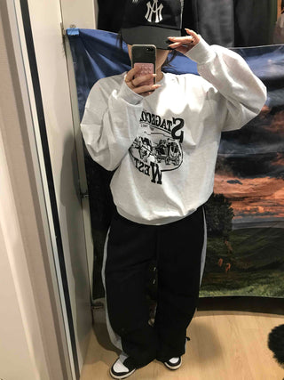 Waist Print Oversized Sweatshirt