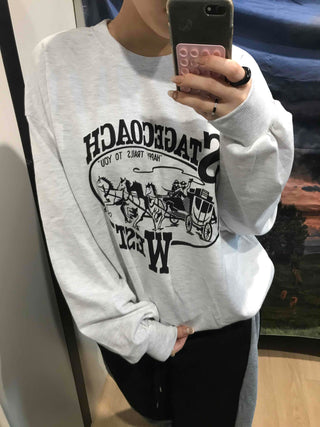 Waist Print Oversized Sweatshirt