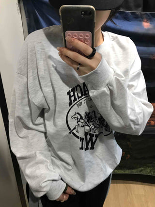 Waist Print Oversized Sweatshirt