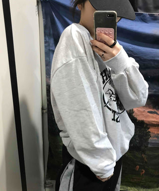 Waist Print Oversized Sweatshirt