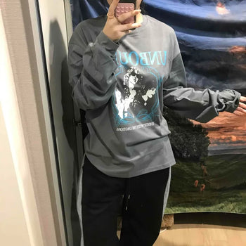 Vintage Logo Print Oversized Long Sleeve T-shirt