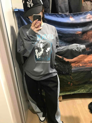 Vintage Logo Print Oversized Long Sleeve T-shirt