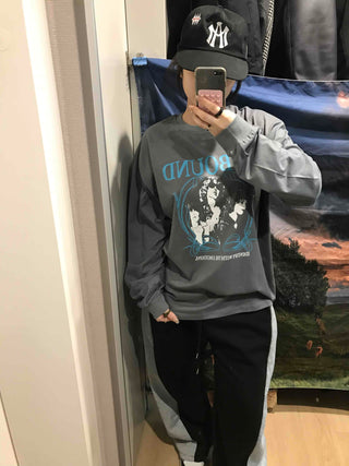 Vintage Logo Print Oversized Long Sleeve T-shirt