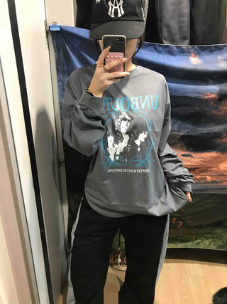 Vintage Logo Print Oversized Long Sleeve T-shirt