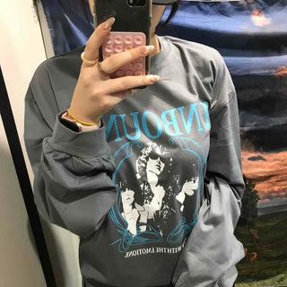 Vintage Logo Print Oversized Long Sleeve T-shirt
