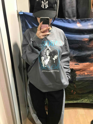 Vintage Logo Print Oversized Long Sleeve T-shirt