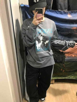 Vintage Logo Print Oversized Long Sleeve T-shirt
