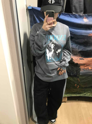 Vintage Logo Print Oversized Long Sleeve T-shirt