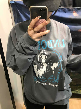 Vintage Logo Print Oversized Long Sleeve T-shirt