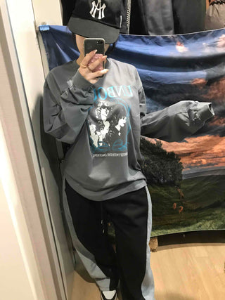 Vintage Logo Print Oversized Long Sleeve T-shirt