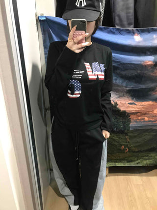 American Flag Graphic Oversized Long Sleeve Tee