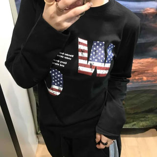 American Flag Graphic Oversized Long Sleeve Tee