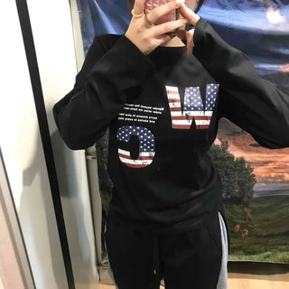 American Flag Graphic Oversized Long Sleeve Tee
