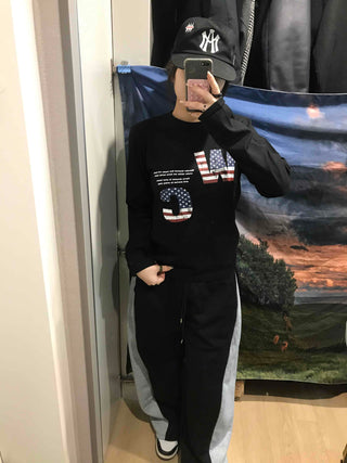 American Flag Graphic Oversized Long Sleeve Tee