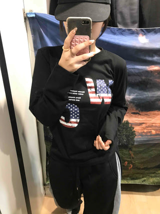 American Flag Graphic Oversized Long Sleeve Tee
